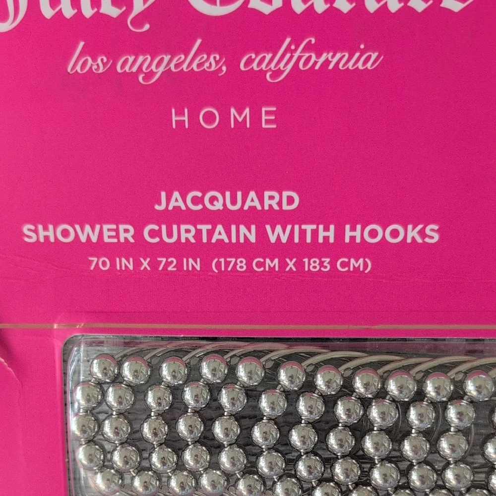 Juicy Couture Silver Jacquard Curtain with Hooks